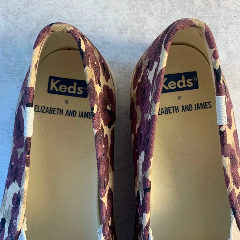 Keds x‎ Elizabeth and James Purple Floral Print Slip On Sneakers Shoes